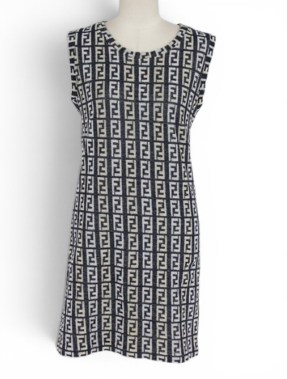Fendi Zucca Black & White FF Knit Shift Dress